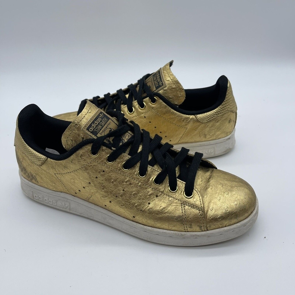 Adidas Stan Smith Men's Size 9.5 Casual Sneakers‎ AQ4705 Gold Leather Shoes